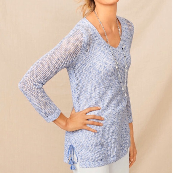 Talbots Sweaters - NWT Talbots Blue Mesh Side Tie Sweater Small